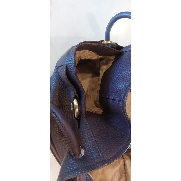 COLE HAAN Purple‎ Pebble Leather Large Bucket Hobo Shoulder Bag Purse Vtg - Picture 5 of 13